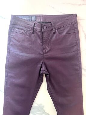 A/X Armani Exchange Waxed Coated Plum Skinny Jeans High Waist Size 27